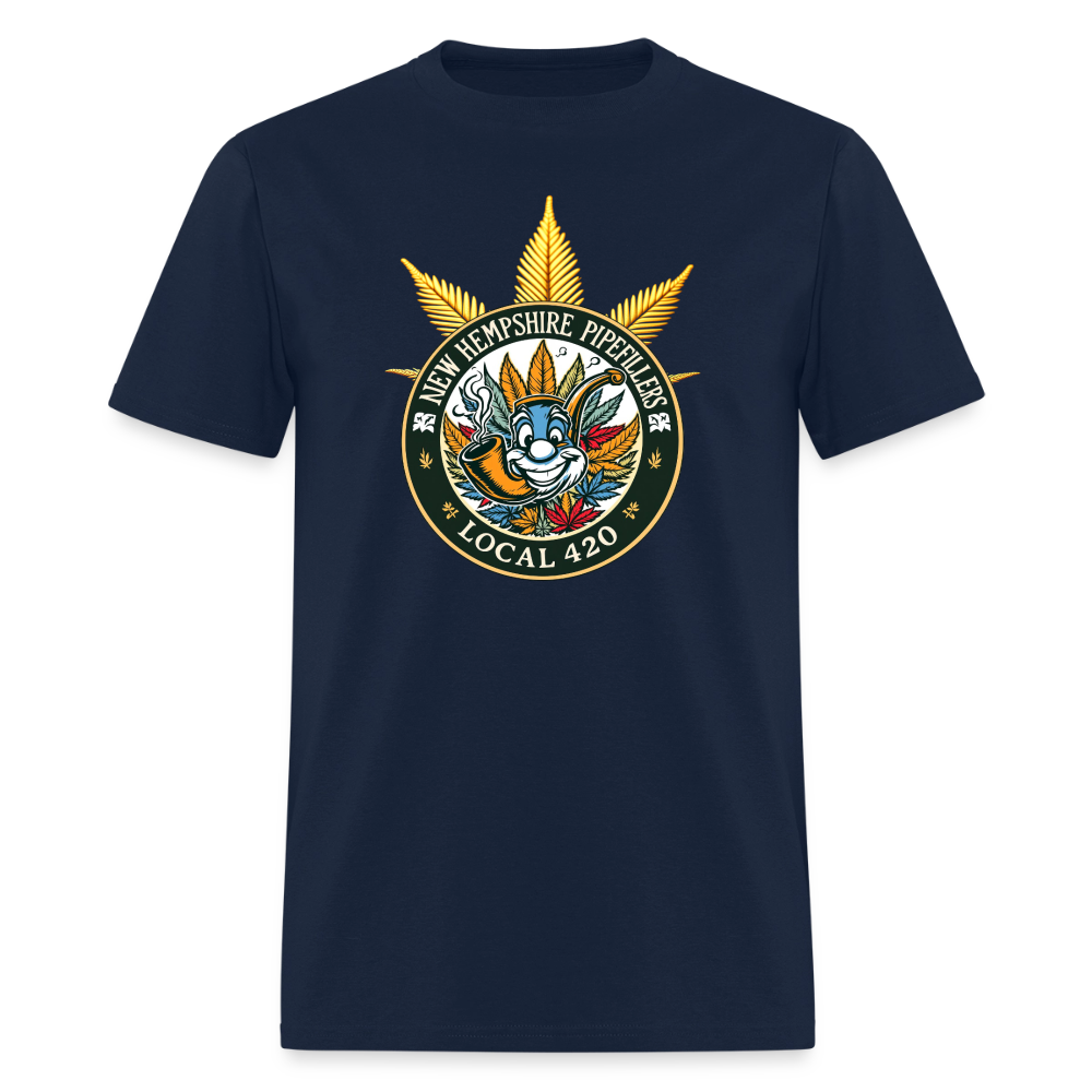 NEW HEMPshire PIPEFILLERS LOCAL 420 F/B DESIGN Men's T-Shirt - navy