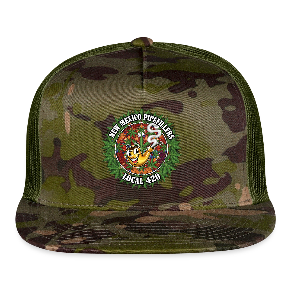 NEW MEXICO PIPEFILLERS LOCAL 420 Trucker Hat CAMO Trucker Hat - MultiCam\green