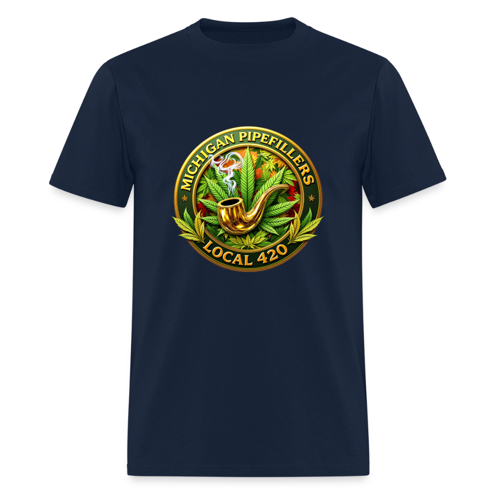 MICHIGAN PIPEFILLERS LOCAL 420 F/B DESIGN Men's T-Shirt - navy