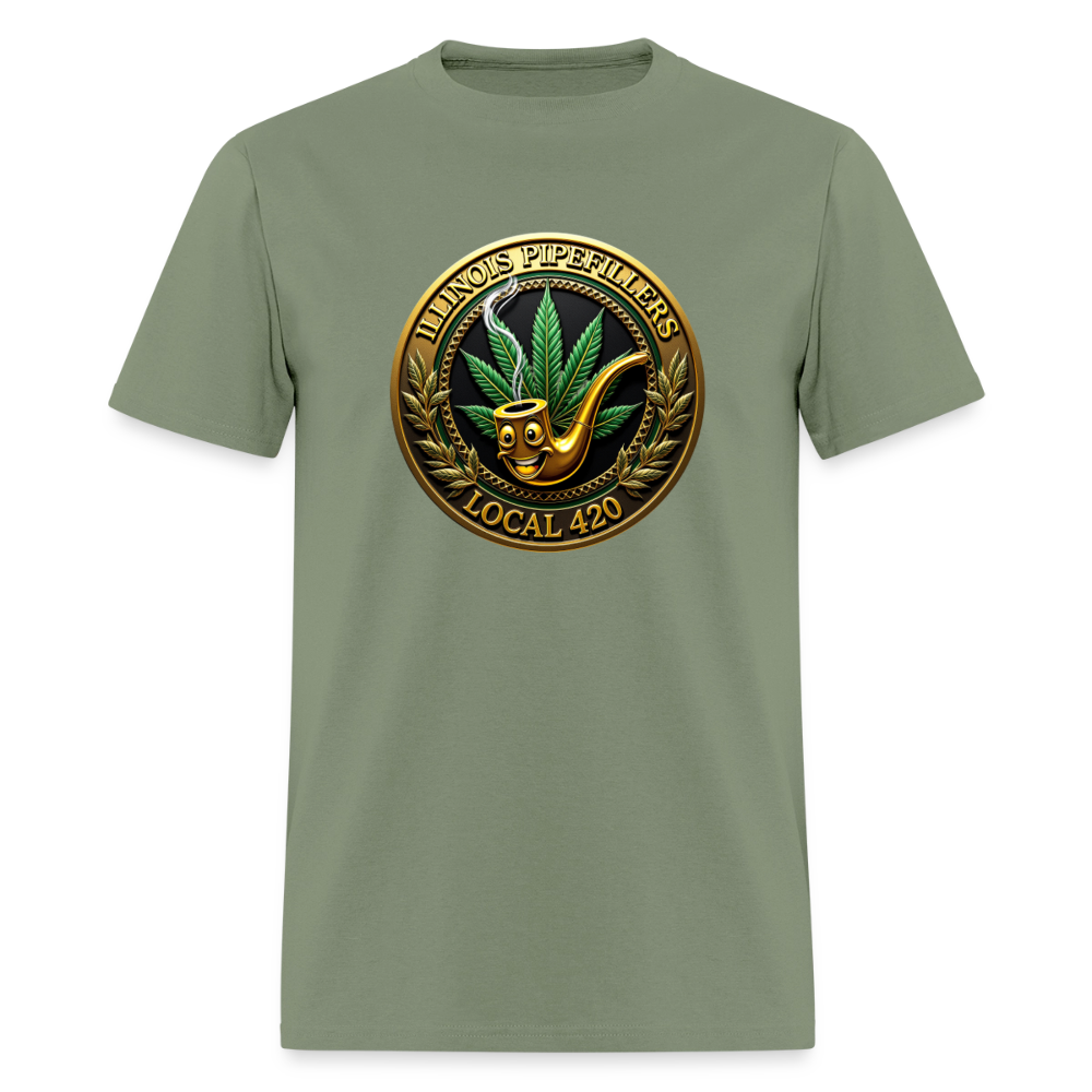 ILLINOIS PIPEFILLERS LOCAL 420 Men's T-Shirt | - military green