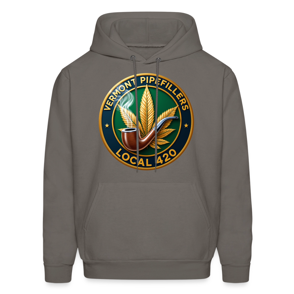 VERMONT PIPEFILLERS LOCAL 420 2 EMBLEM Men's Hoodie - asphalt gray