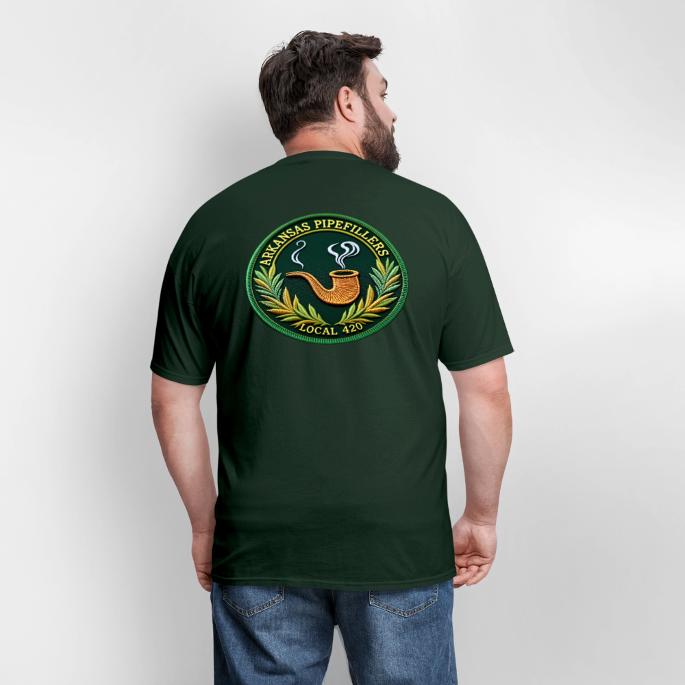 ARKANSAS PIPEFILLERS LOCAL 420 F/B EMBLEMS  Men's T-Shirt - forest green