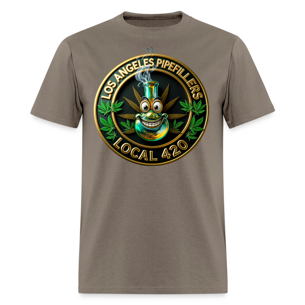 LOS ANGLES PIPEFILLERS LOCAL 420 2 EMBLEM Men's T-Shirt - safari