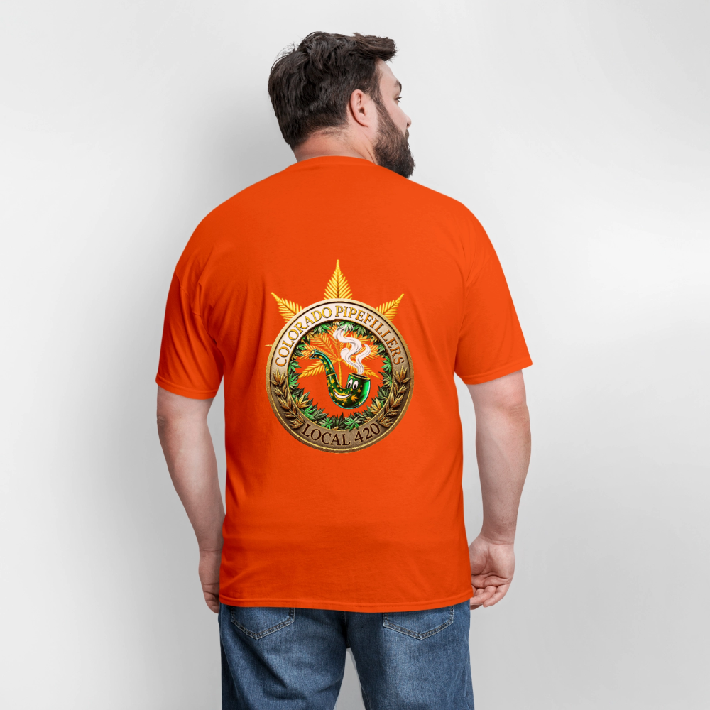 COLORADO PIPEFILLERS LOCAL 420 F/B EMBLEMS Men's T-Shirt - orange