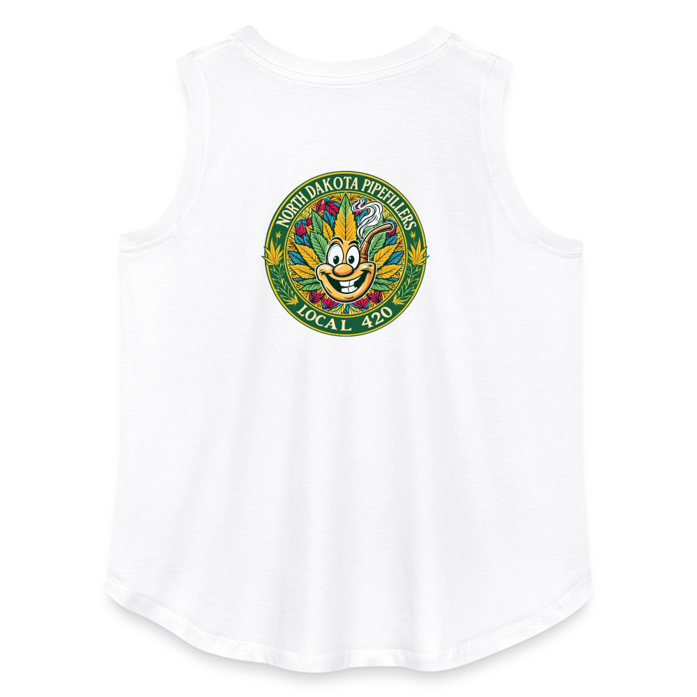NORTH DAKOTA PIPEFILLERS LOCAL 420 F/B 2 DESIGNS Women's Curvy Relaxed Tank Top - white