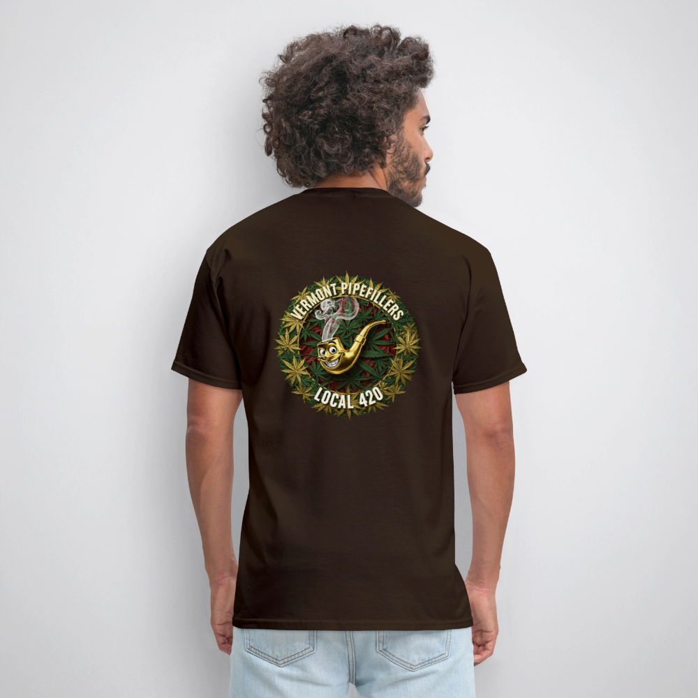 VERMONT PIPEFILLERS LOCAL 420  F/B DESIGN Men's T-Shirt - brown