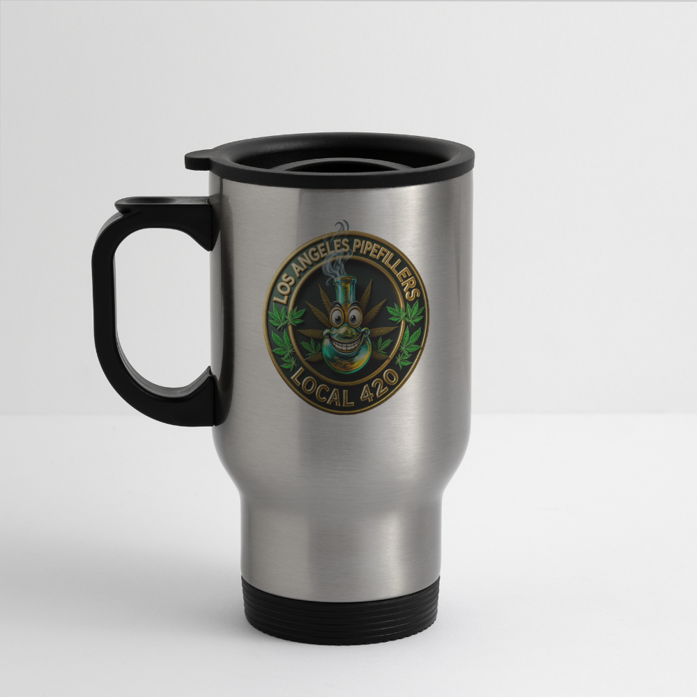 LOS ANGELES PIPEFILLERS LOCAL 420  14oz Stainless Steel  Travel Mug - silver