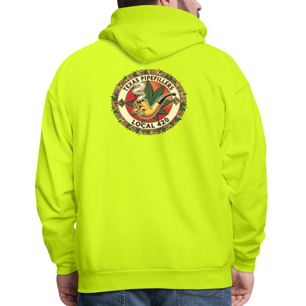 TEXAS PIPEFILLERS LOCAL 420 F/B DESIGN Men's Hoodie - safety green