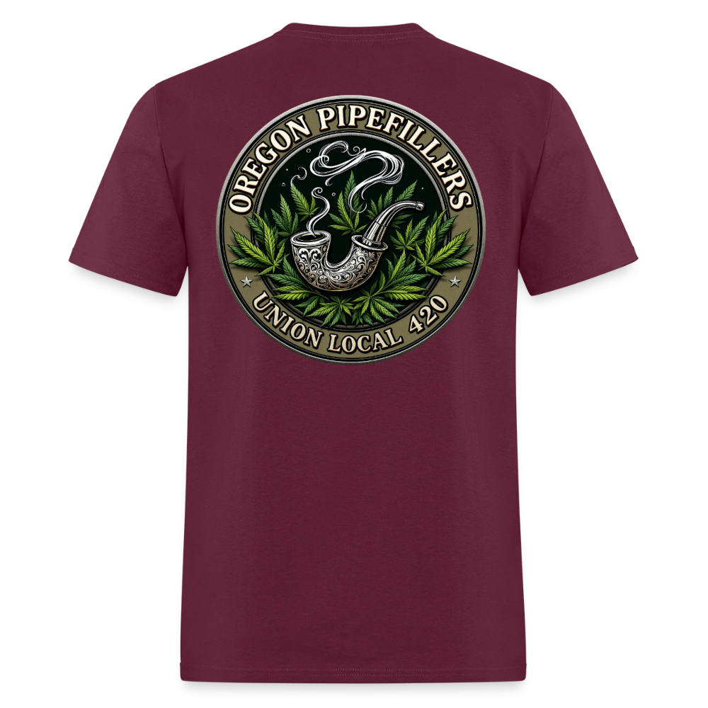 OREGON PIPEFILLERS LOCAL 420 2 EMBLEM Men's T-Shirt - burgundy