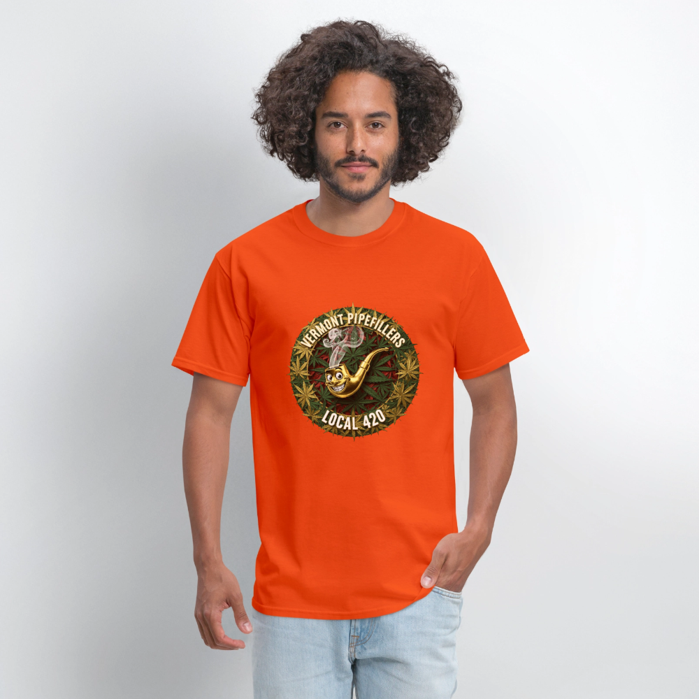 VERMONT PIPEFILLERS LOCAL 420  F/B DESIGN Men's T-Shirt - orange