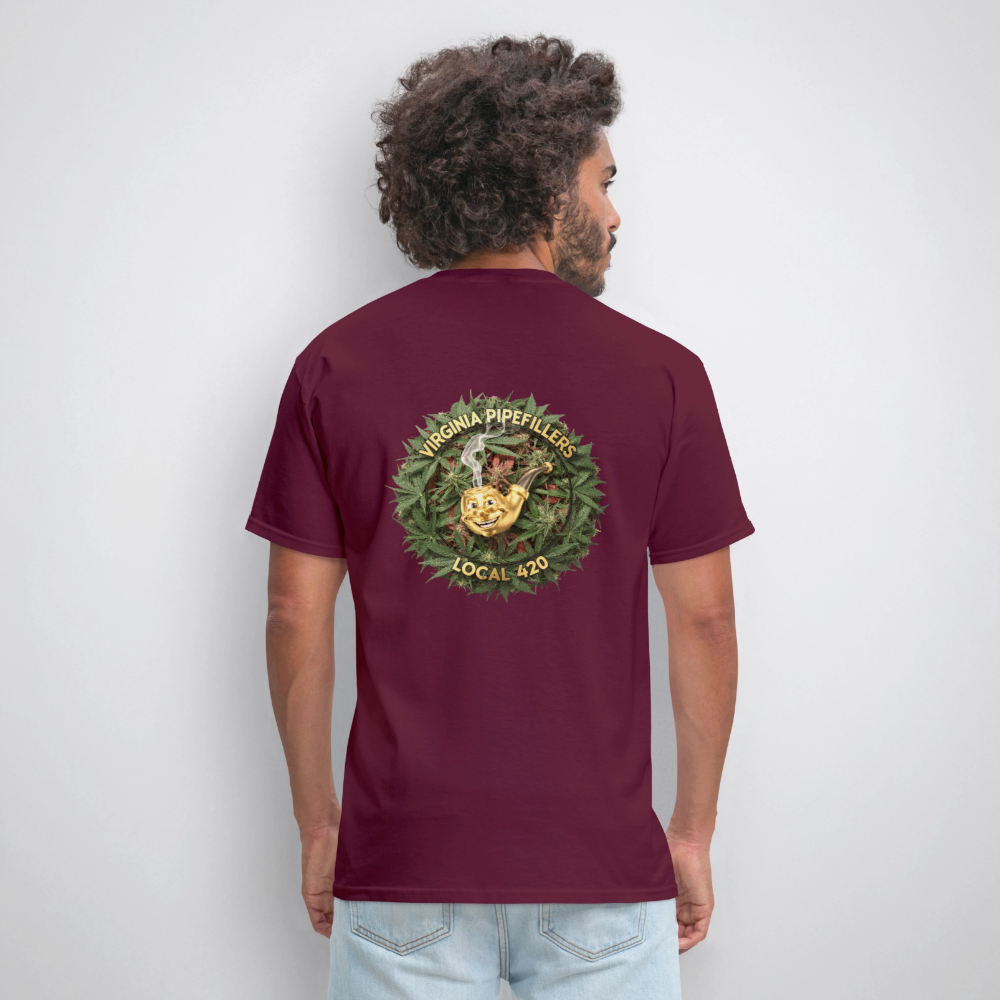 VIRGINIA PIPEFILLERS LOCAL 420 F/B DESIGN Men's T-Shirt - burgundy