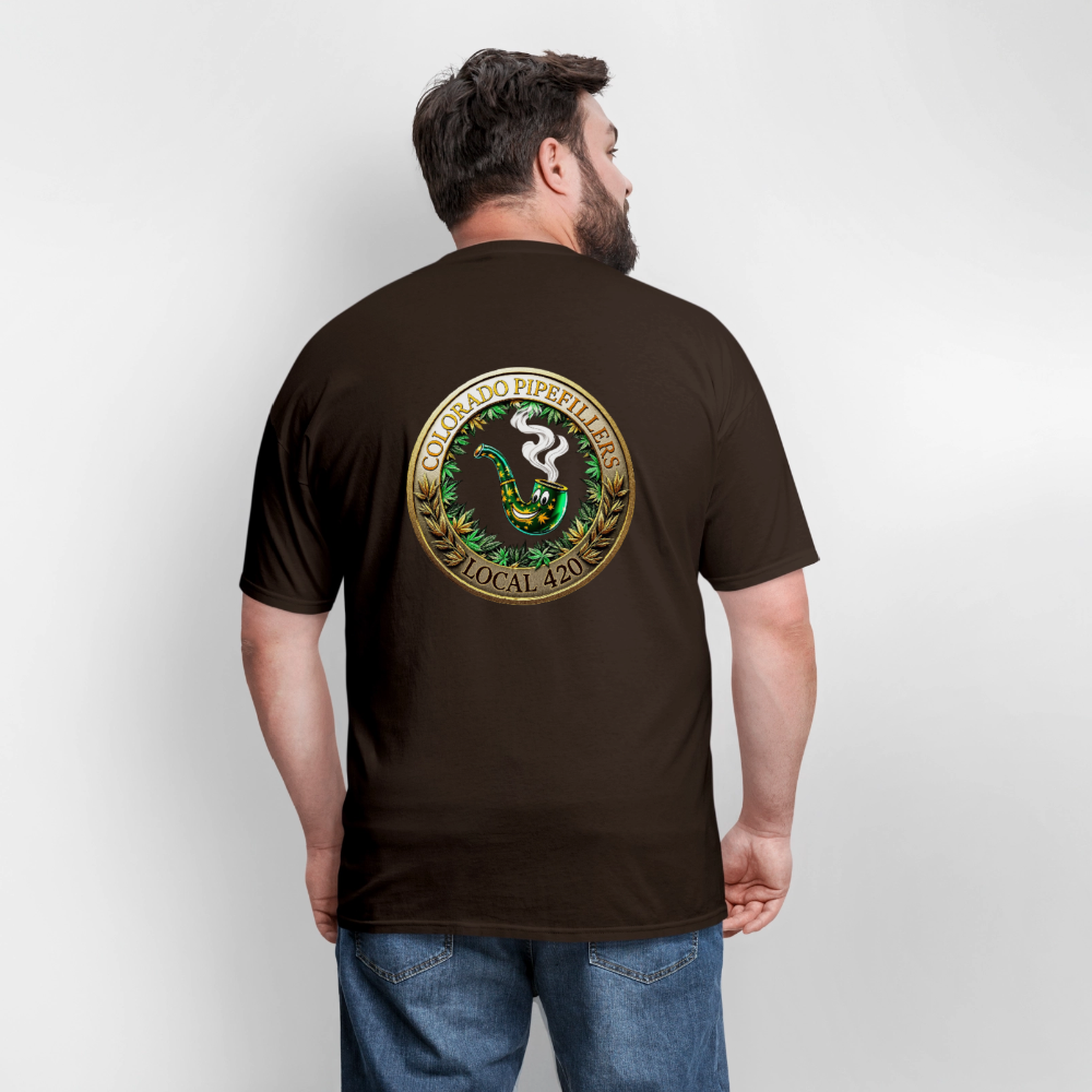 COLORADO PIPEFILLERS LOCAL 420 F/B EMBLEMS Men's T-Shirt - brown