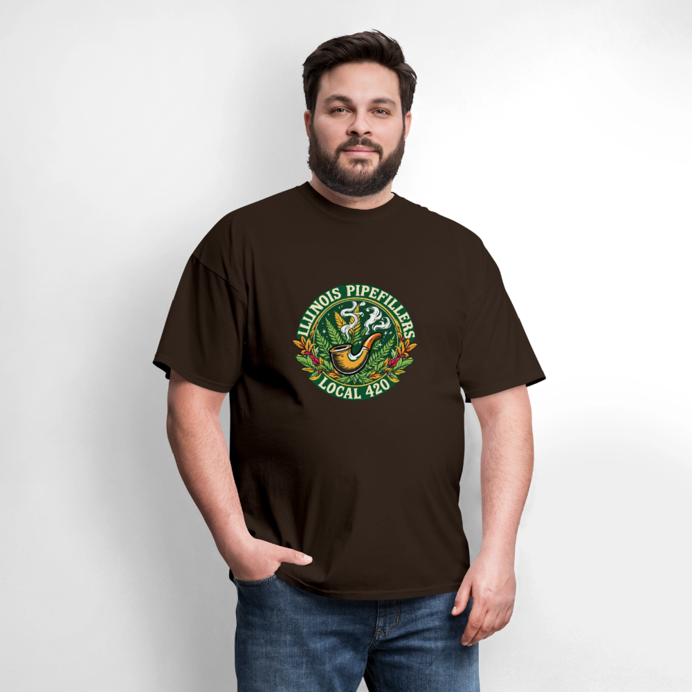 ILLINOIS PIPEFILLERS LOCAL 420 F/B DESIGN Men's T-Shirt - brown