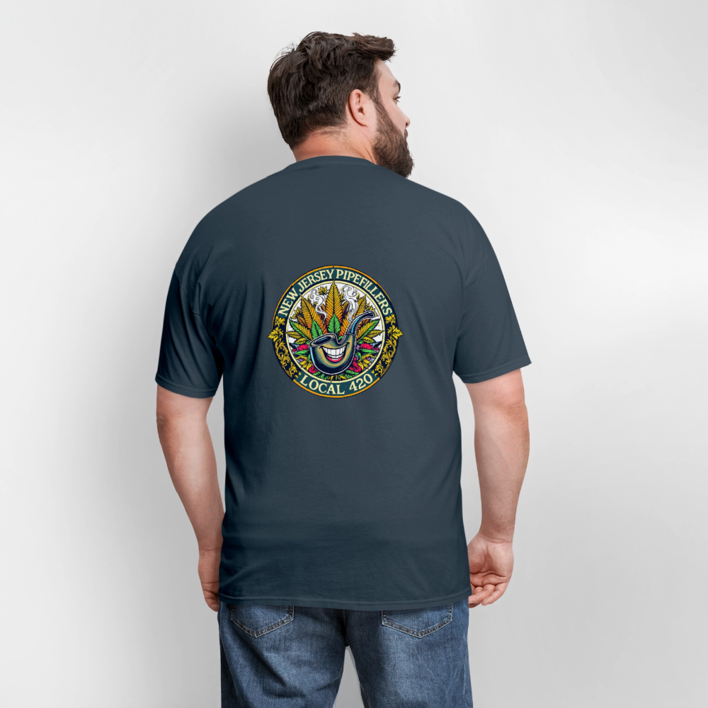NEW JERSEY PIPEFILLERS LOCAL 420 F/B DESIGN Men's T-Shirt -  blue dusk