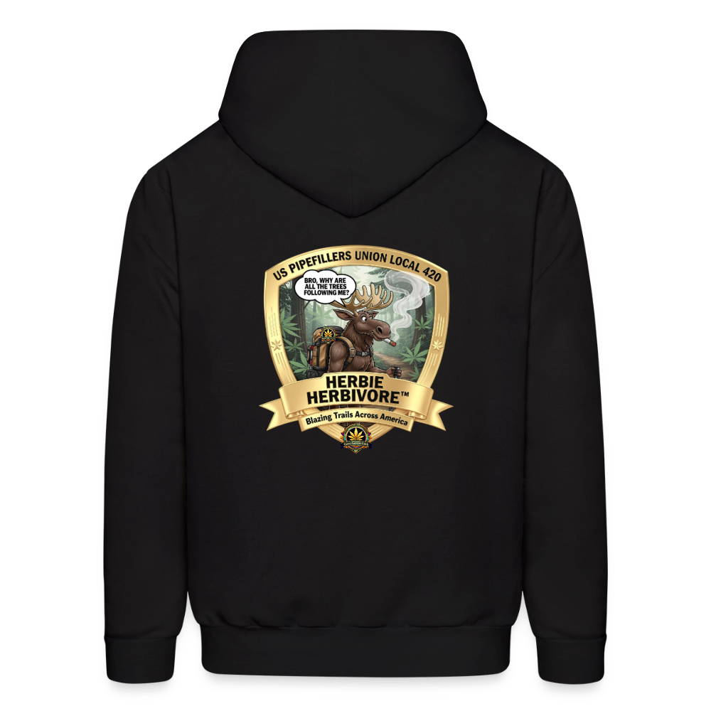 NEW ENGLAND PIPEFILLERS LOCAL 420 HERBIE HERBIVORE F/B EMBLEMS Men's Hoodie - black