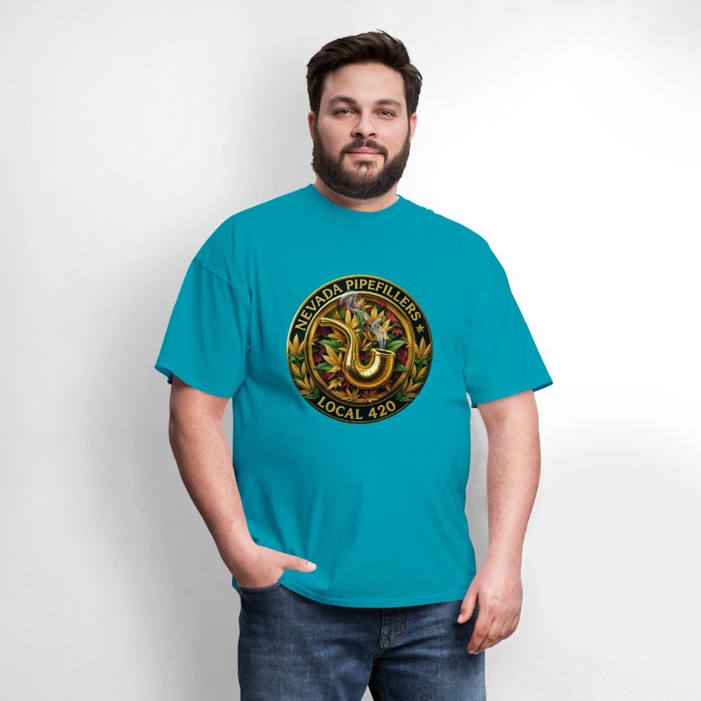 NEVADA PIPEFILLERS LOCAL 420  Men's T-Shirt - turquoise