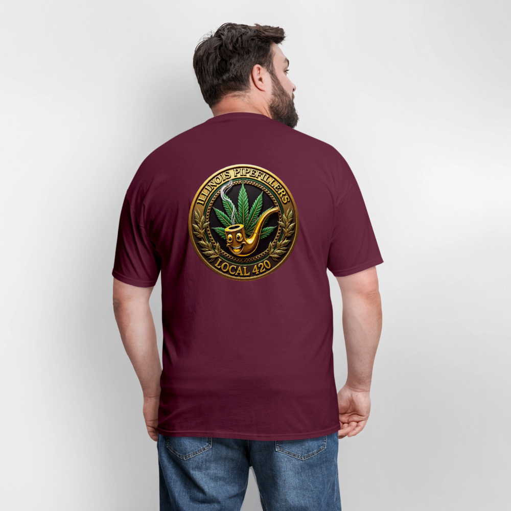 ILLINOIS PIPEFILLERS LOCAL 420 F/B DESIGN Men's T-Shirt - burgundy