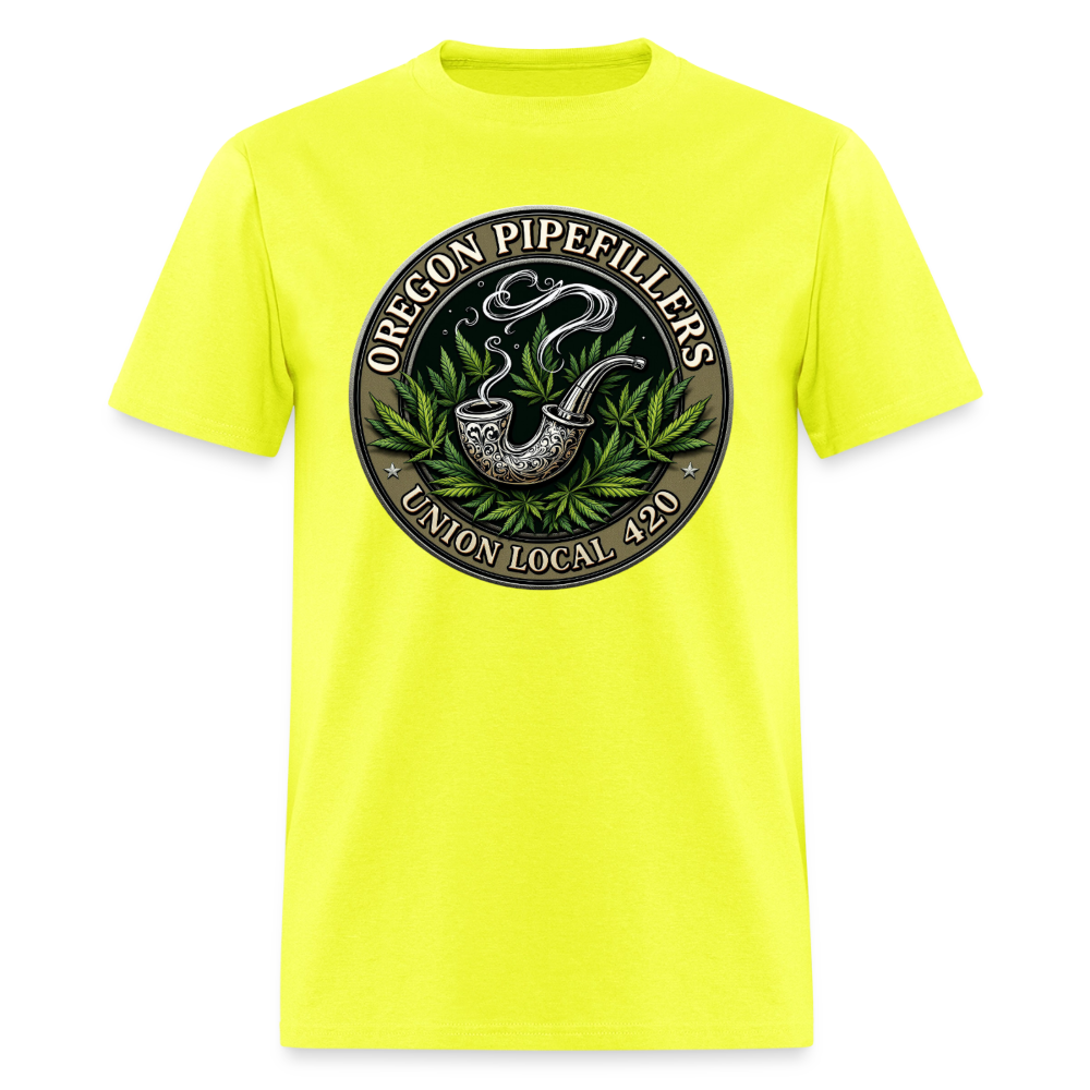 OREGON PIPEFILLERS LOCAL 420 Men's T-Shirt - safety green