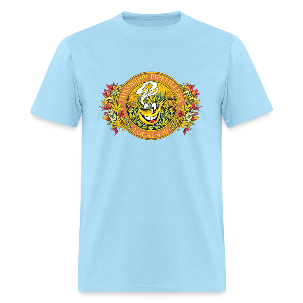MISSISSIPPI PIPEFILLERS LOCAL 420 F/B DESIGNS Men's T-Shirt - powder blue