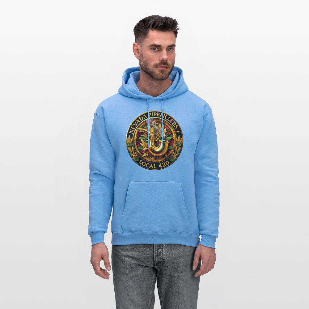 NEVADA PIPEFILLERS LOCAL 420  F/B DESIGN Men's Hoodie - carolina blue