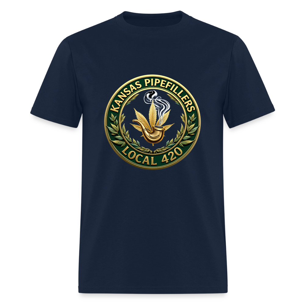 KANSAS PIPEFILLERS LOCAL 420 F/B DESIGNS Men's T-Shirt - navy