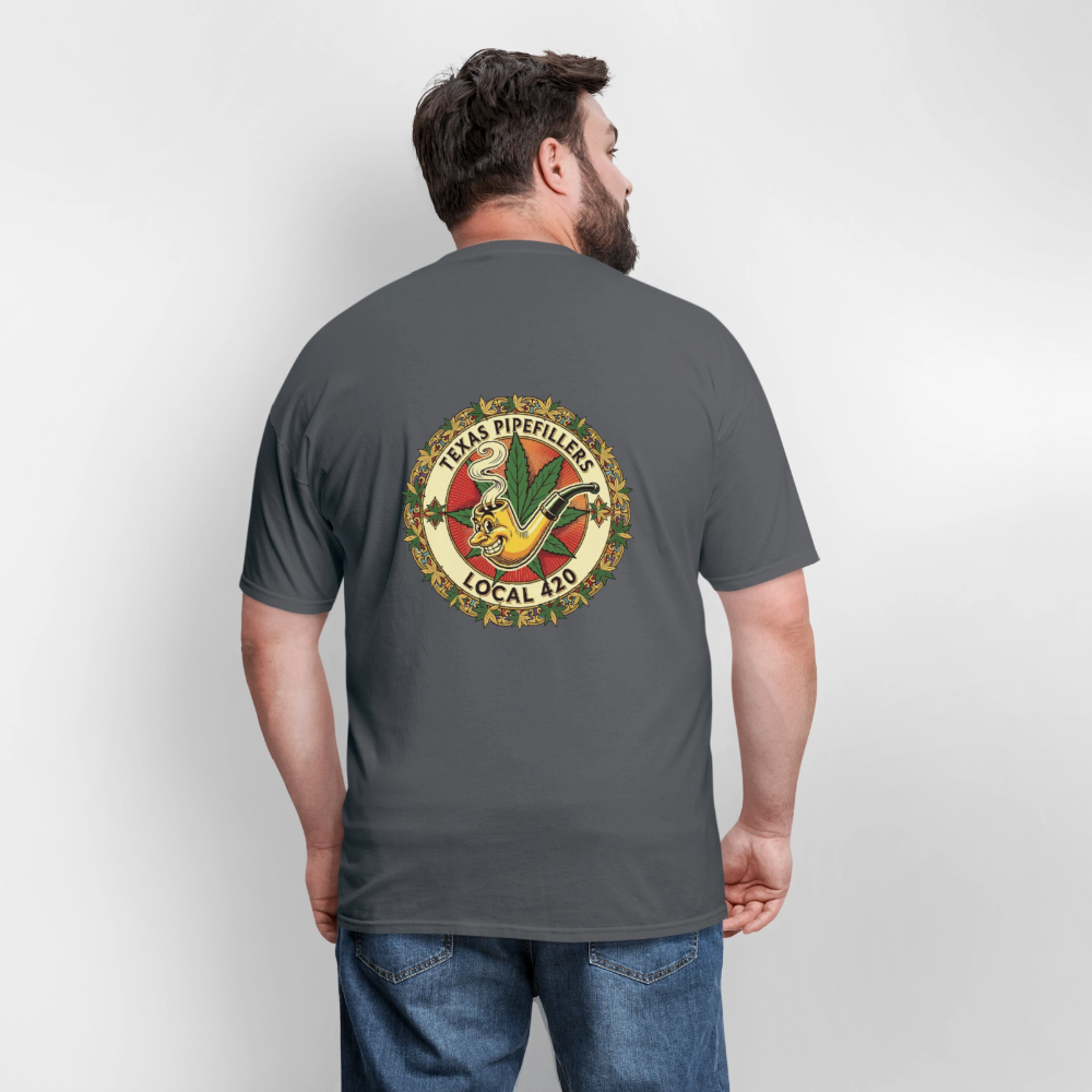 TEXAS PIPEFILLERS LOCAL 420 F/B DESIGN Men's T-Shirt - charcoal
