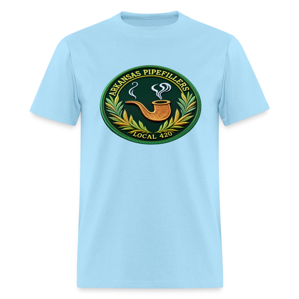 ARKANSAS PIPEFILLERS LOCAL 420 F/B EMBLEMS  Men's T-Shirt - powder blue